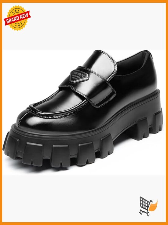 Shoes - Chunky Platform Loafers Slip-On Dressy Business Casual Comfortable Loafers Shoes